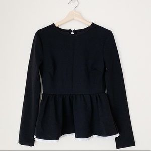 Black Peplum Long Sleeve Blouse size M